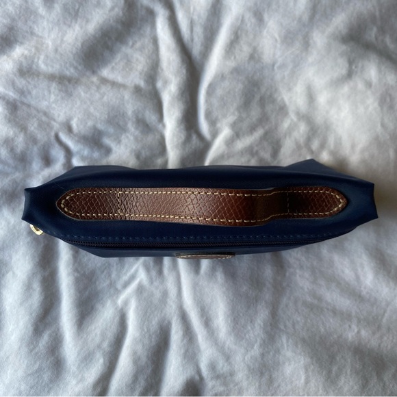 Longchamp Navy Blue Clutch with Brown Leather Trim - Picture 6 of 7